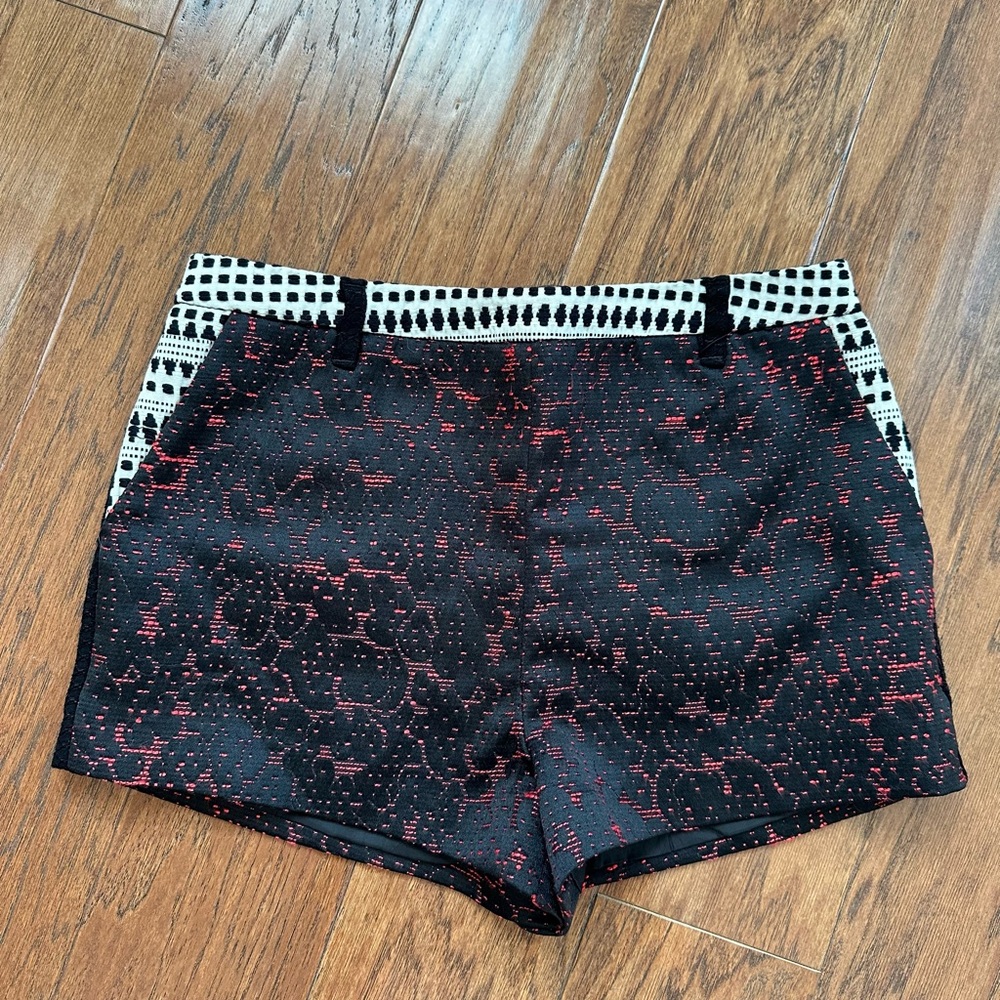 Topshop Bright Pink, Black and White Patterned Shorts
